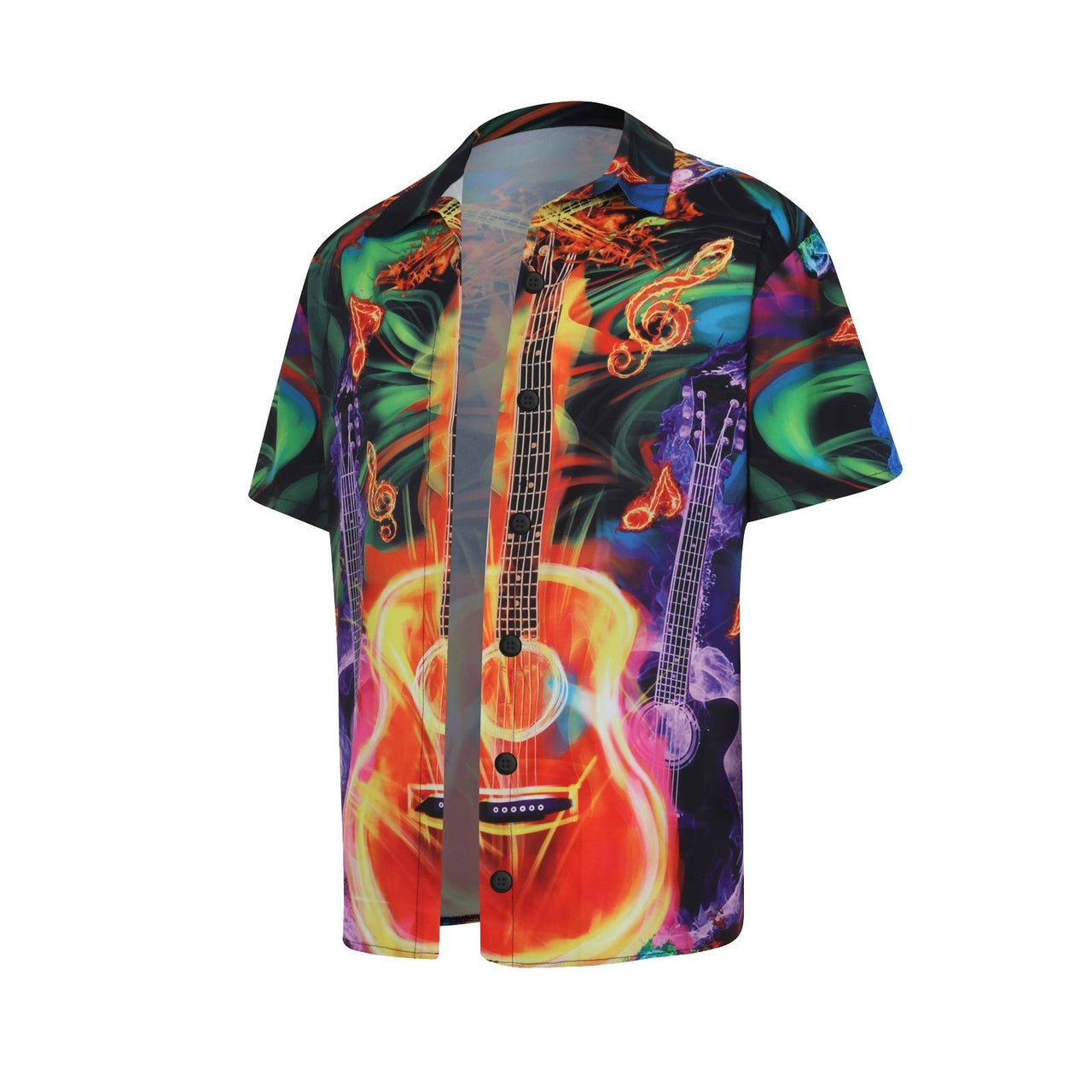 Enhance Your Look with the Guitar Positioning Digital Printing Men's Short Sleeve. - InspiredGrabs.com