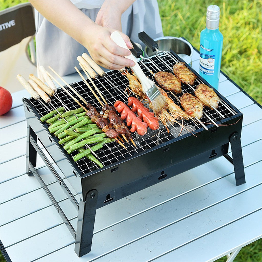 BBQ Charcoal Grill Folding Portable Lightweight Barbecue Camping Hiking Picnics - InspiredGrabs.com