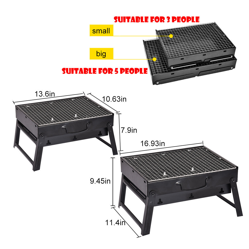 BBQ Charcoal Grill Folding Portable Lightweight Barbecue Camping Hiking Picnics - InspiredGrabs.com