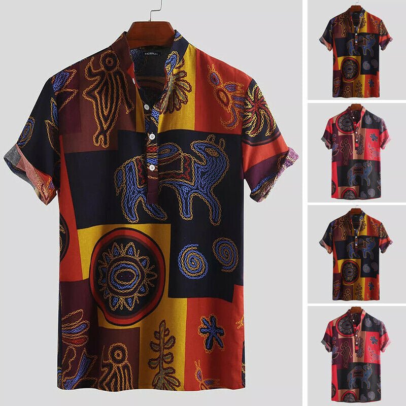 Explore the Oracle Print Men's Shirt Tops for European and American Men. - InspiredGrabs.com