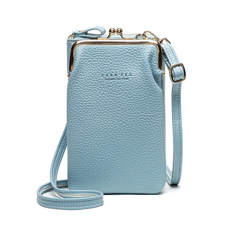 Fashion Lychee Pattern Solid Color Diagonal Shoulder Bag - InspiredGrabs.com