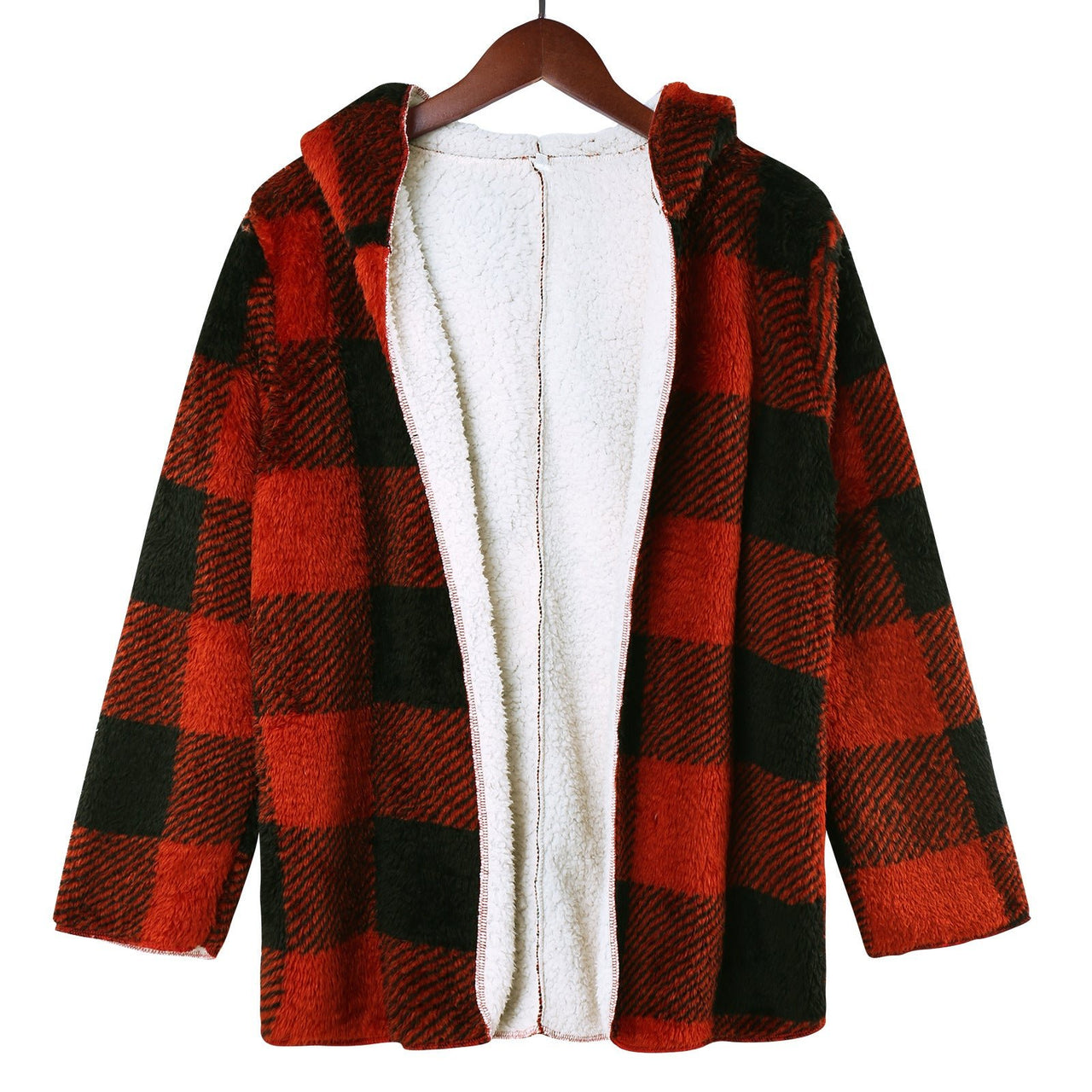 Fashion Plaid Double-Sided Wear Mid-length Plush Jacket - InspiredGrabs.com