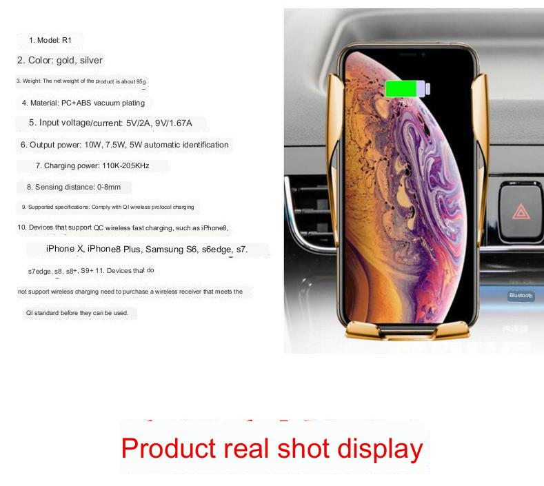 Car Wireless Charger 10W Induction Car Fast Wireless Charging with Car Phone Holder S5 - InspiredGrabs.com