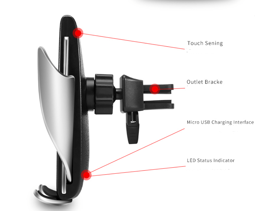 Car Wireless Charger 10W Induction Car Fast Wireless Charging with Car Phone Holder S5 - InspiredGrabs.com