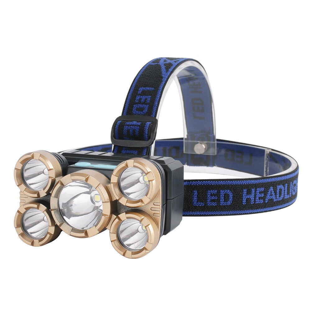 5 LED Headlamp Head Torch USB Rechargeable Head Lamp Light Headlight Flashlight - InspiredGrabs.com