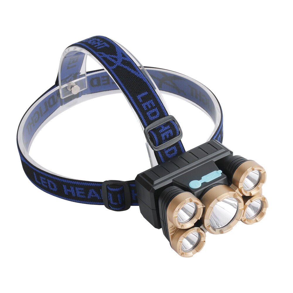 5 LED Headlamp Head Torch USB Rechargeable Head Lamp Light Headlight Flashlight - InspiredGrabs.com