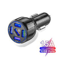 Thumbnail for Five-port 15A QC3.0 5USB Car Charger Fast Charge Car Charger One For Five Mobile Phone Car Charger - InspiredGrabs.com