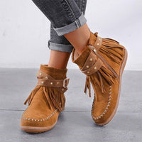 Thumbnail for Flat Bottomed Round Head Side Zipper Boots - InspiredGrabs.com