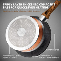 Thumbnail for Frying Pan Set 3-Piece Nonstick Saucepan Woks Cookware Set, Heat-resistant Ergonomic Wood Effect Bakelite Handle Design, PFOA-free - InspiredGrabs.com