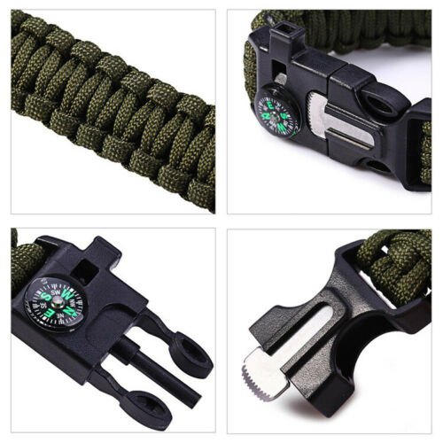 Emergency Paracord Bracelets, Survival Bracelet with Embedded Compass Whistle Survival Fire Starter Scraper Accessories, Suitable for Hiking, Camping, Fishing and Hunting - InspiredGrabs.com