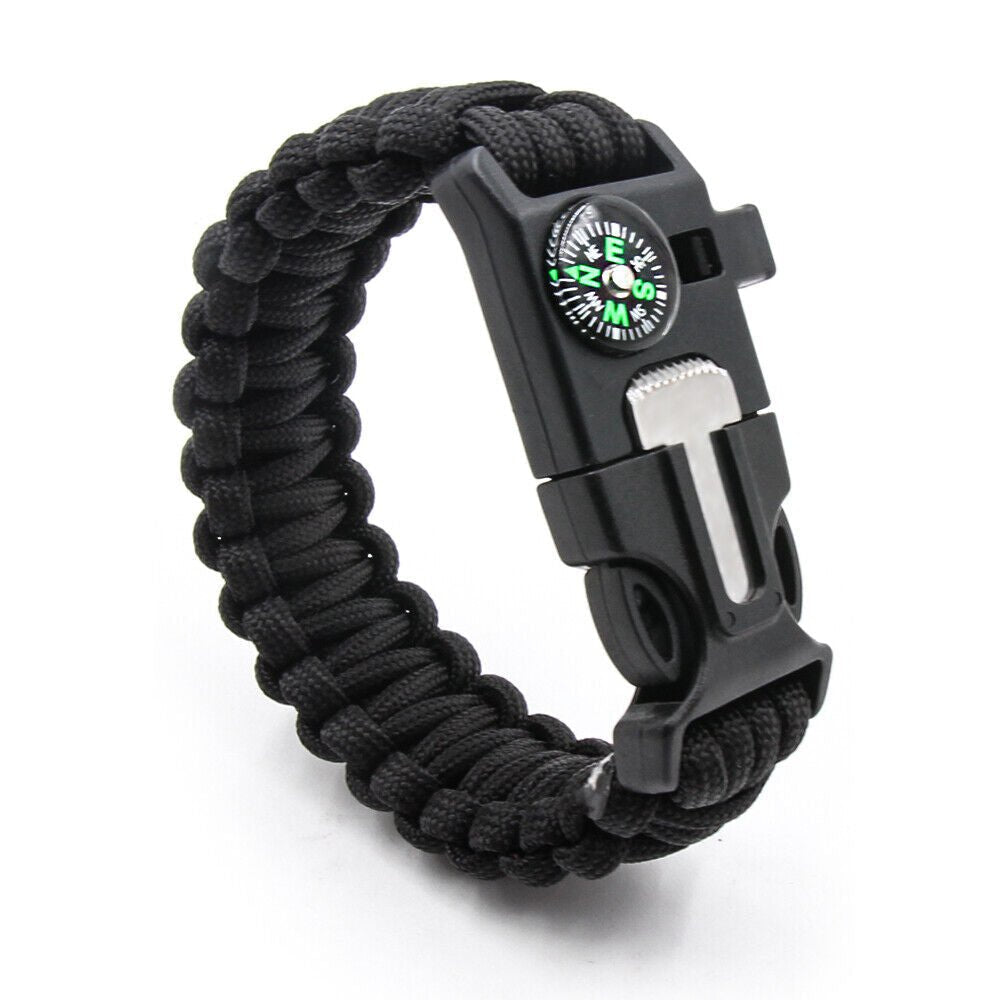 Emergency Paracord Bracelets, Survival Bracelet with Embedded Compass Whistle Survival Fire Starter Scraper Accessories, Suitable for Hiking, Camping, Fishing and Hunting - InspiredGrabs.com