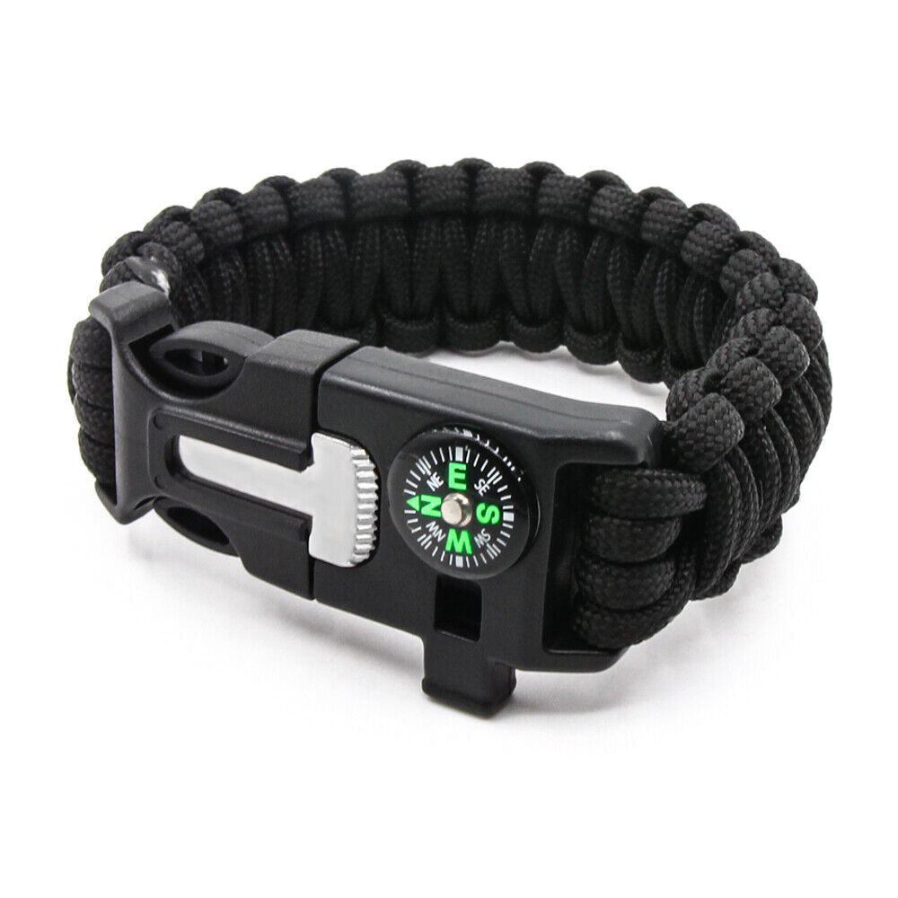 Emergency Paracord Bracelets, Survival Bracelet with Embedded Compass Whistle Survival Fire Starter Scraper Accessories, Suitable for Hiking, Camping, Fishing and Hunting - InspiredGrabs.com