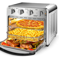 Thumbnail for Geek Chef Air Fryer Toaster Oven Combo 4-Slice Toaster Convection Air Fryer Oven Warm, Broil Toast   Bake   Air Fry Oil-free  Accessories Included Stainless Steel Silver 16QT - InspiredGrabs.com