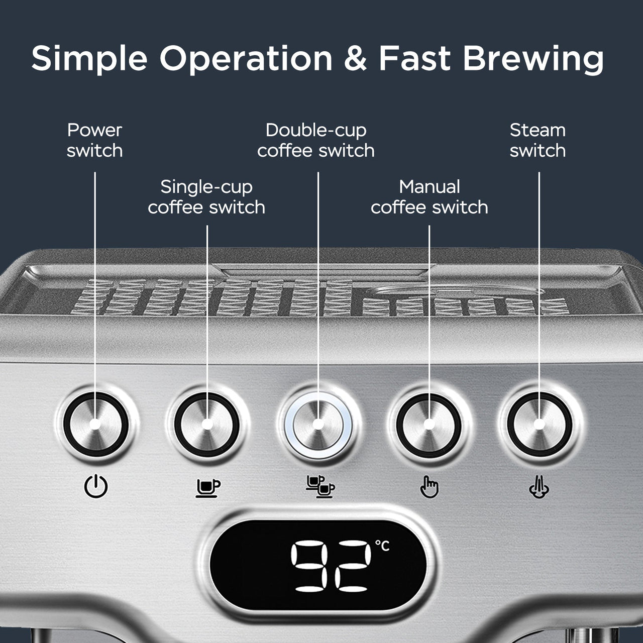 Geek Chef Espresso Machine, 20 Bar Espresso Machine with Milk Frother for Latte, Cappuccino, Macchiato, for Home Espresso Maker, 1.8L Water Tank, Stainless Steel - InspiredGrabs.com