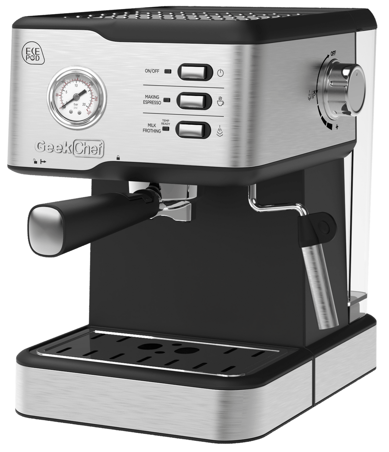 Geek Chef Espresso Machine, Espresso and Cappuccino Latte Maker 20 Bar Coffee Machine Compatible with ESE POD Capsules Filter&Milk Frother Steam Wand, 950W, 1.5L Water Tank - InspiredGrabs.com