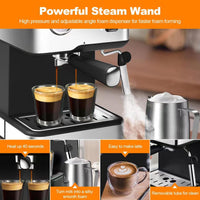 Thumbnail for Geek Chef Espresso Machine, Espresso and Cappuccino Latte Maker 20 Bar Coffee Machine Compatible with ESE POD Capsules Filter&Milk Frother Steam Wand, 950W, 1.5L Water Tank - InspiredGrabs.com