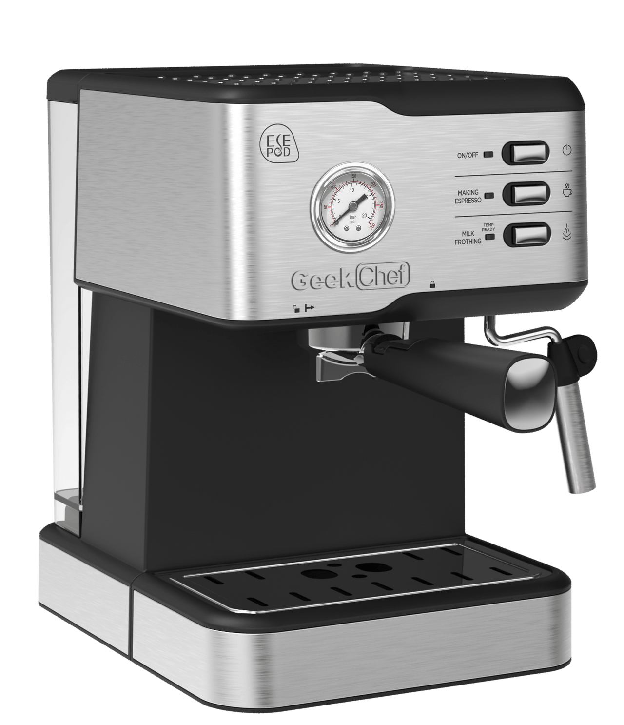 Geek Chef Espresso Machine, Espresso and Cappuccino Latte Maker 20 Bar Coffee Machine Compatible with ESE POD Capsules Filter&Milk Frother Steam Wand, 950W, 1.5L Water Tank - InspiredGrabs.com