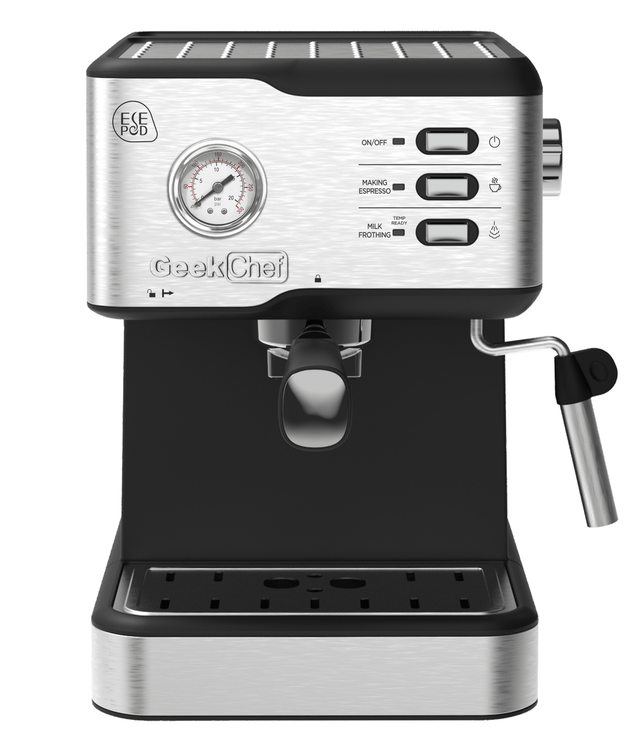 Geek Chef Espresso Machine, Espresso and Cappuccino Latte Maker 20 Bar Coffee Machine Compatible with ESE POD Capsules Filter&Milk Frother Steam Wand, 950W, 1.5L Water Tank - InspiredGrabs.com