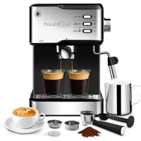 Thumbnail for Geek Chef Espresso Machine, Espresso&Cappuccino Latte Maker 20 Bar Coffee Machine Compatible with ESE POD Capsules Filter&Milk Frother Steam Wand, 950W, 1.5L Water Tank - InspiredGrabs.com