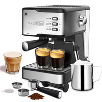 Thumbnail for Geek Chef Espresso Machine, Espresso&Cappuccino Latte Maker 20 Bar Coffee Machine Compatible with ESE POD Capsules Filter&Milk Frother Steam Wand, 950W, 1.5L Water Tank - InspiredGrabs.com