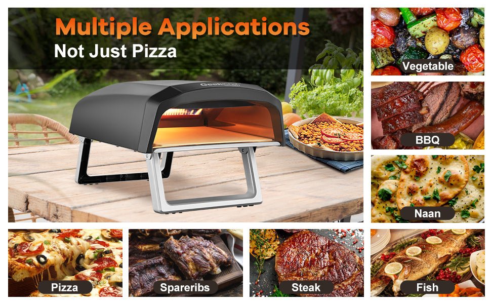 Geek Chef Gas Pizza Oven, Pizza Ovens for Outside Propane, Outdoor Ovens with 13 Inch Pizza Stone, Portable Gas Pizza Oven with Foldable Legs, Pizza Oven for Patio Garden - InspiredGrabs.com