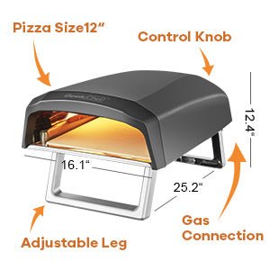 Geek Chef Gas Pizza Oven, Pizza Ovens for Outside Propane, Outdoor Ovens with 13 Inch Pizza Stone, Portable Gas Pizza Oven with Foldable Legs, Pizza Oven for Patio Garden - InspiredGrabs.com