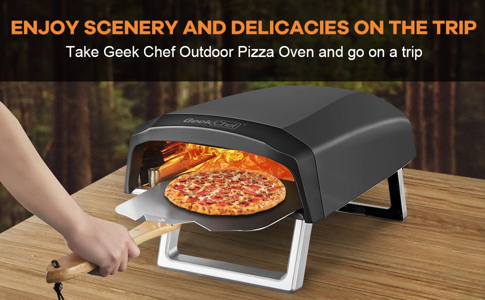 Geek Chef Gas Pizza Oven, Pizza Ovens for Outside Propane, Outdoor Ovens with 13 Inch Pizza Stone, Portable Gas Pizza Oven with Foldable Legs, Pizza Oven for Patio Garden - InspiredGrabs.com