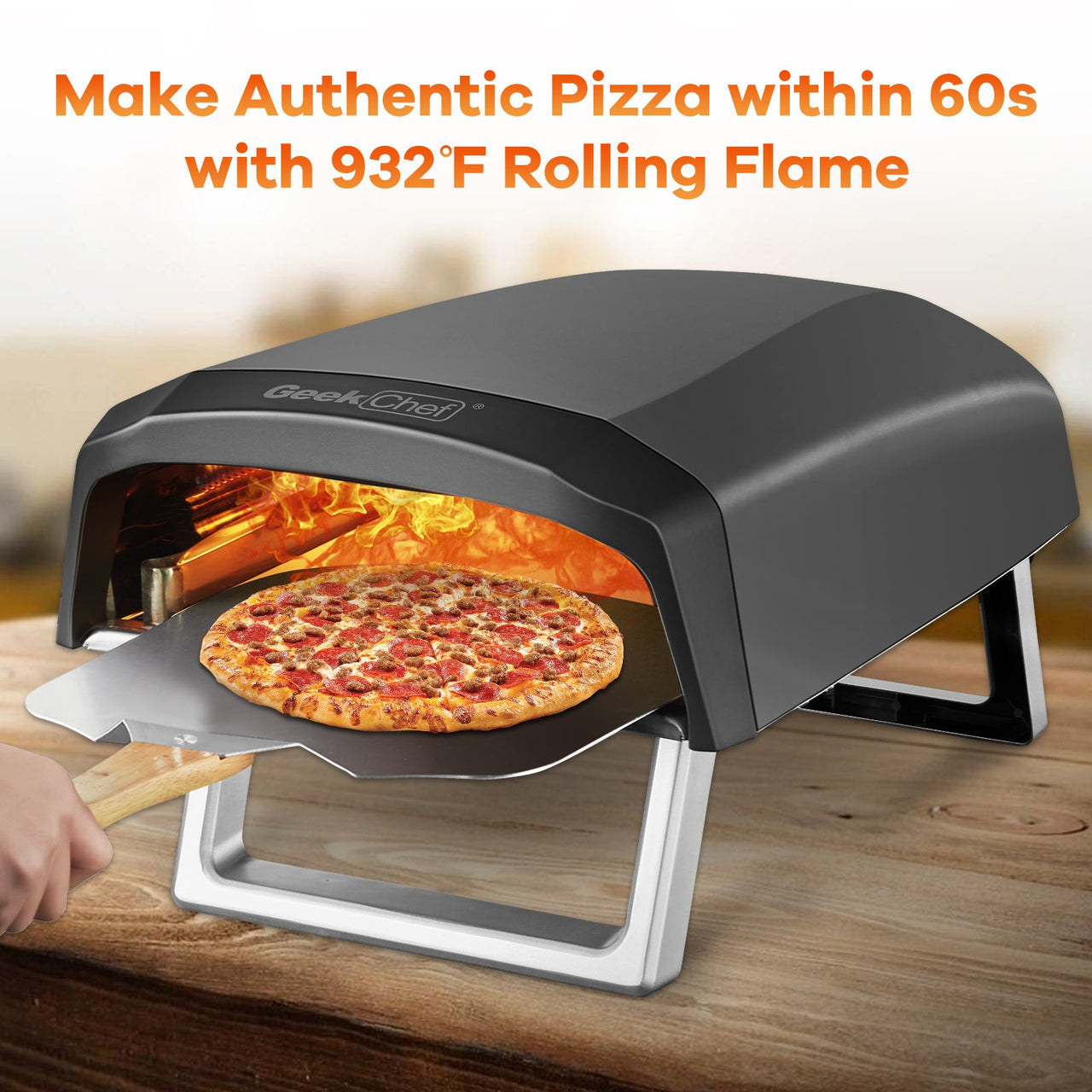 Geek Chef Gas Pizza Oven, Pizza Ovens for Outside Propane, Outdoor Ovens with 13 Inch Pizza Stone, Portable Gas Pizza Oven with Foldable Legs, Pizza Oven for Patio Garden - InspiredGrabs.com