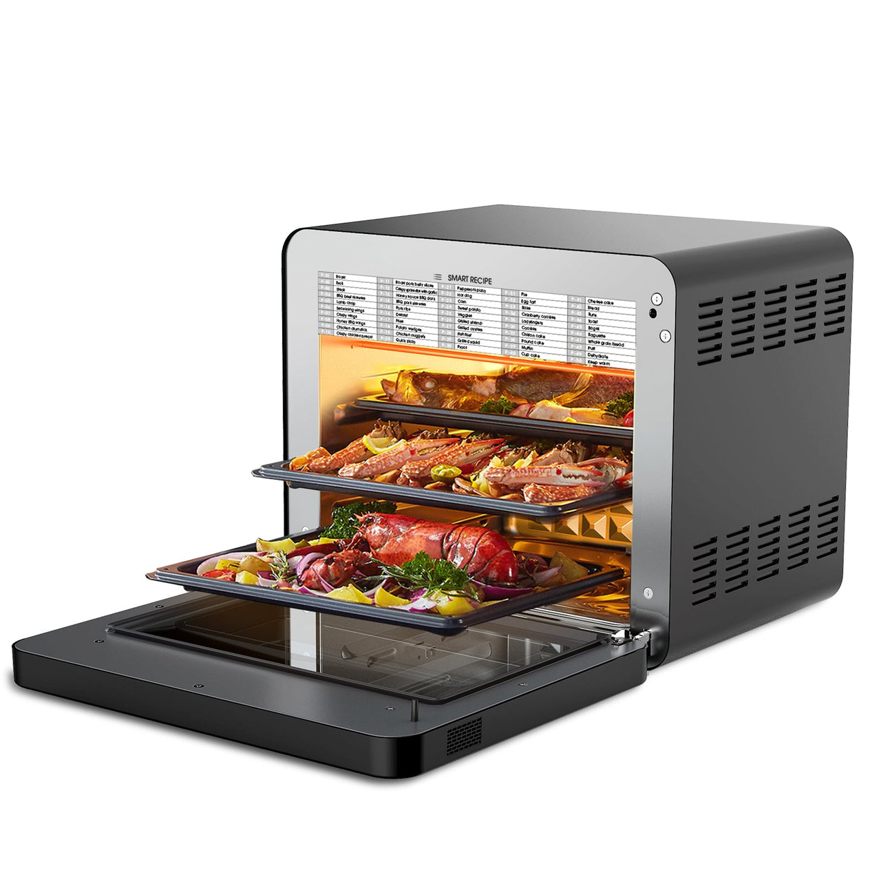 Geek Chef Steam Air Fryer Toast Oven Combo, 26-QT Steam Convection Oven Countertop, 50 Cooking Presets, with 6 Slice Toast, 12-In Pizza, Black Stainless Steel - InspiredGrabs.com