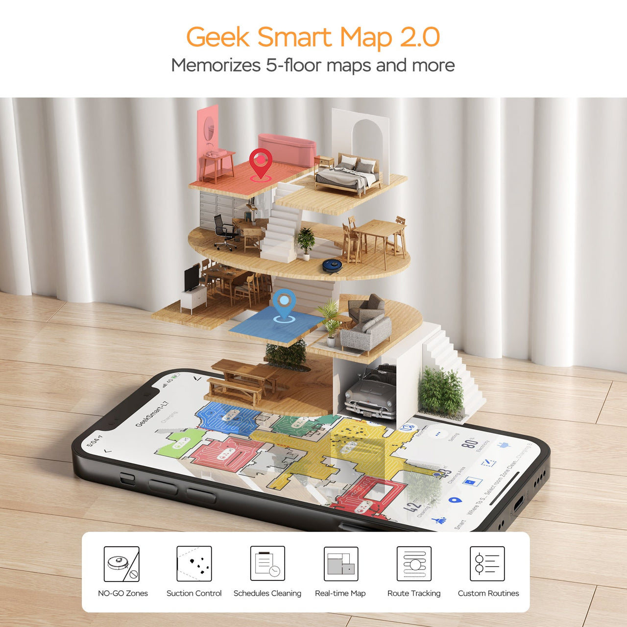 Geek Smart L7 Robot Vacuum Cleaner and Mop, LDS Navigation, Wi-Fi Connected APP, Selective Room Cleaning, MAX 2700 PA Suction, Ideal for Pets and Larger Home - InspiredGrabs.com