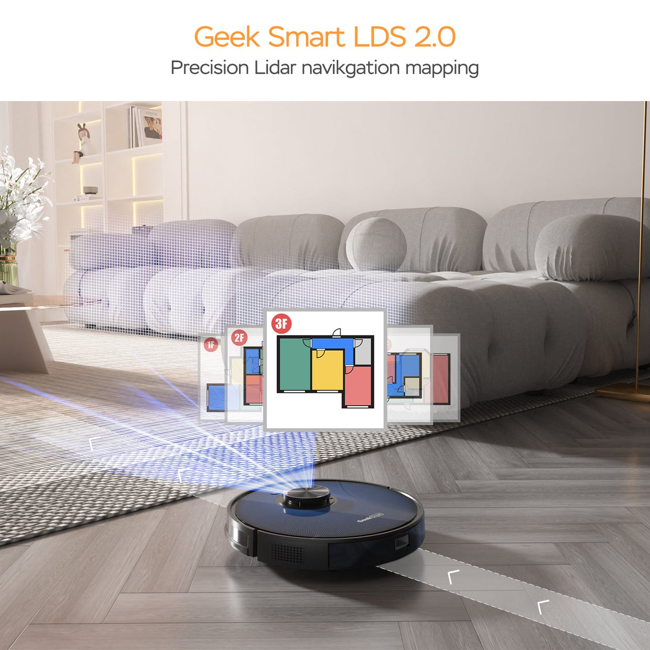 Geek Smart L7 Robot Vacuum Cleaner and Mop, LDS Navigation, Wi-Fi Connected APP, Selective Room Cleaning, MAX 2700 PA Suction, Ideal for Pets and Larger Home - InspiredGrabs.com