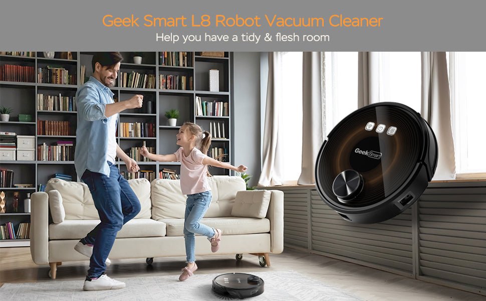 Geek Smart L8 Robot Vacuum Cleaner and Mop, LDS Navigation, Wi-Fi Connected APP, Selective Room Cleaning, MAX 2700 PA Suction, Ideal for Pets and Larger Home - InspiredGrabs.com