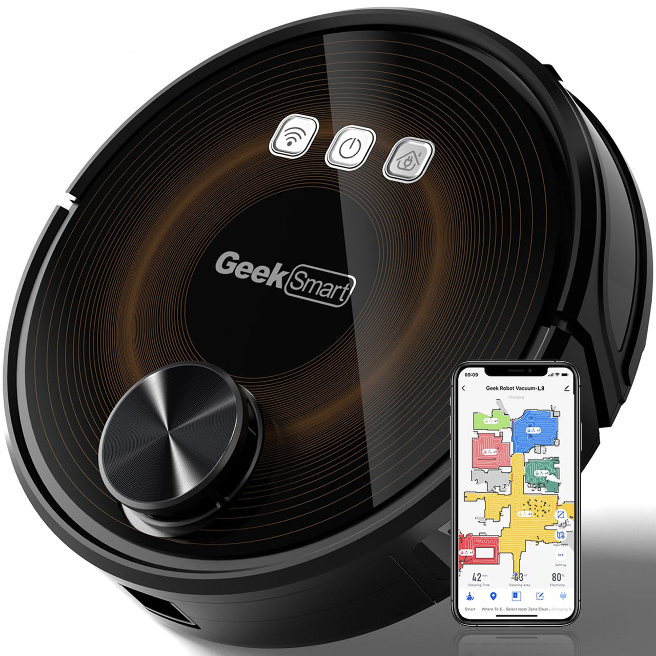 Geek Smart L8 Robot Vacuum Cleaner and Mop, LDS Navigation, Wi-Fi Connected APP, Selective Room Cleaning, MAX 2700 PA Suction, Ideal for Pets and Larger Home - InspiredGrabs.com