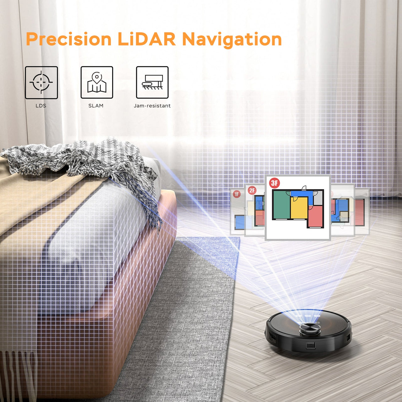 Geek Smart L8 Robot Vacuum Cleaner and Mop, LDS Navigation, Wi-Fi Connected APP, Selective Room Cleaning, MAX 2700 PA Suction, Ideal for Pets and Larger Home - InspiredGrabs.com