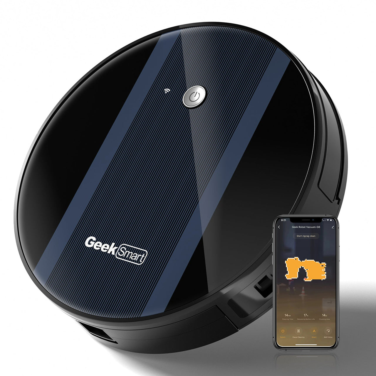 Geek Smart Robot Vacuum Cleaner G6 Plus, Ultra-Thin, 1800Pa Strong Suction, Automatic Self-Charging, Wi-Fi Connectivity, App Control, Custom Cleaning, Great for Hard Floors to Carpets - InspiredGrabs.com