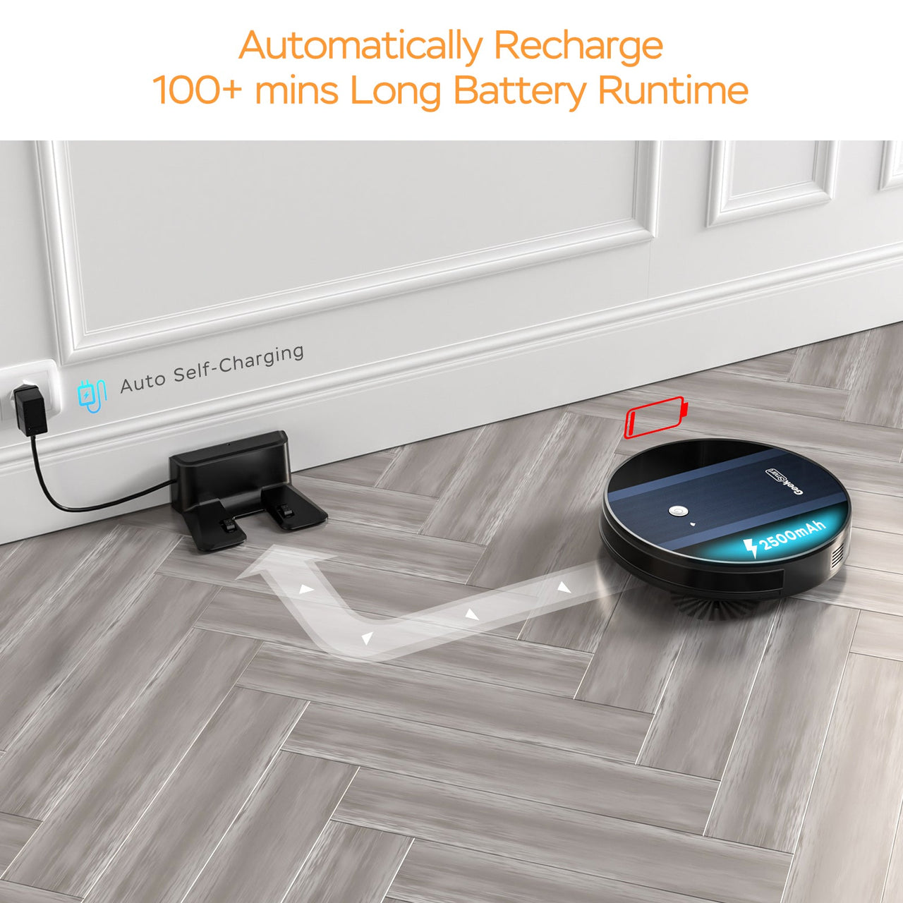 Geek Smart Robot Vacuum Cleaner G6 Plus, Ultra-Thin, 1800Pa Strong Suction, Automatic Self-Charging, Wi-Fi Connectivity, App Control, Custom Cleaning, Great for Hard Floors to Carpets - InspiredGrabs.com