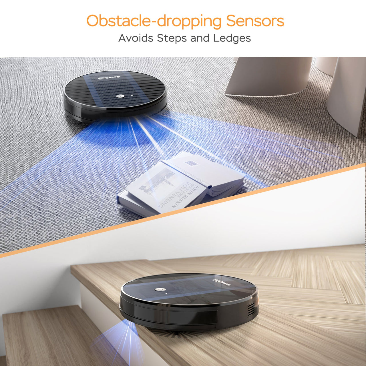 Geek Smart Robot Vacuum Cleaner G6 Plus, Ultra-Thin, 1800Pa Strong Suction, Automatic Self-Charging, Wi-Fi Connectivity, App Control, Custom Cleaning, Great for Hard Floors to Carpets - InspiredGrabs.com