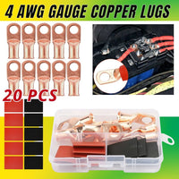 Thumbnail for 20pcs 4 AWG Gauge Copper Lugs w/ BLACK & RED Heat Shrink End Ring Terminals Wire by KTATMARKETING - InspiredGrabs.com