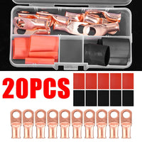 Thumbnail for 20pcs 4 AWG Gauge Copper Lugs w/ BLACK & RED Heat Shrink End Ring Terminals Wire by KTATMARKETING - InspiredGrabs.com