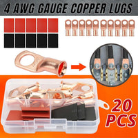 Thumbnail for 20pcs 4 AWG Gauge Copper Lugs w/ BLACK & RED Heat Shrink End Ring Terminals Wire by KTATMARKETING - InspiredGrabs.com