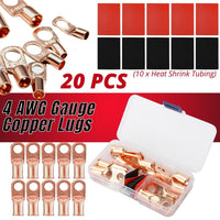 Thumbnail for 20pcs 4 AWG Gauge Copper Lugs w/ BLACK & RED Heat Shrink End Ring Terminals Wire by KTATMARKETING - InspiredGrabs.com