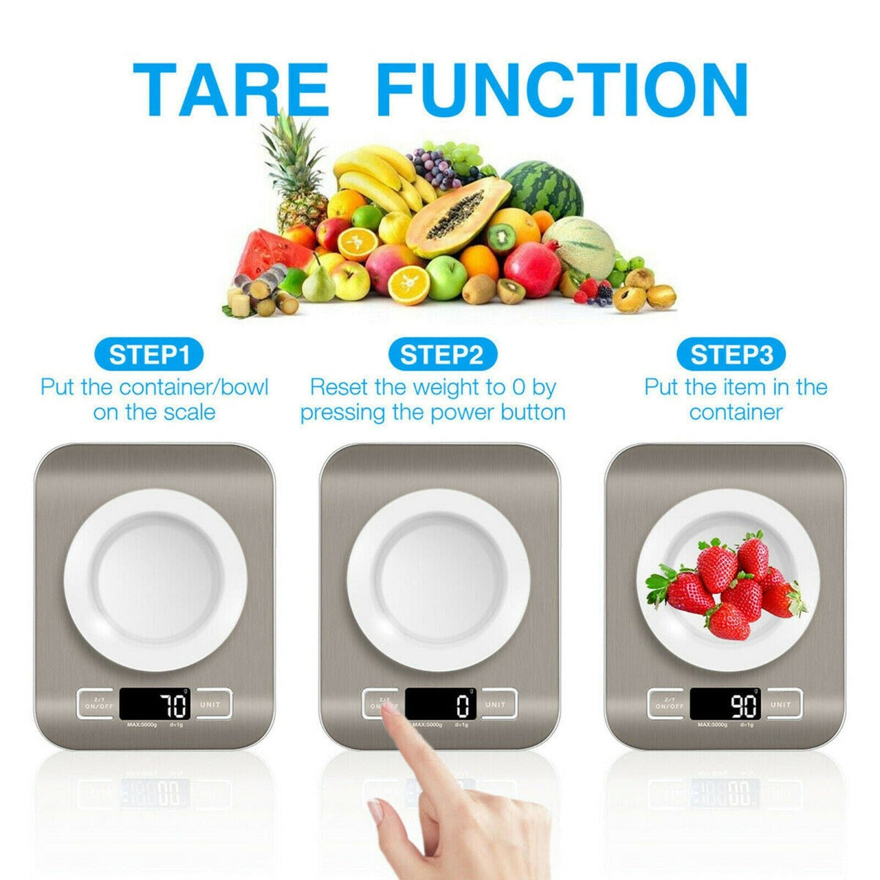 Digital Electronic Kitchen Food Diet Postal Scale Weight Balance 5KG 1g 11lb Kitchen Scales Stainless Steel Weighing for Food Diet Postal Balance Measuring LCD Precision Electronic - InspiredGrabs.com