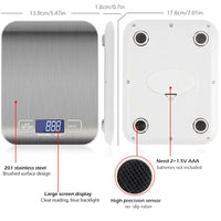 Thumbnail for Digital Electronic Kitchen Food Diet Postal Scale Weight Balance 5KG 1g 11lb Kitchen Scales Stainless Steel Weighing for Food Diet Postal Balance Measuring LCD Precision Electronic - InspiredGrabs.com