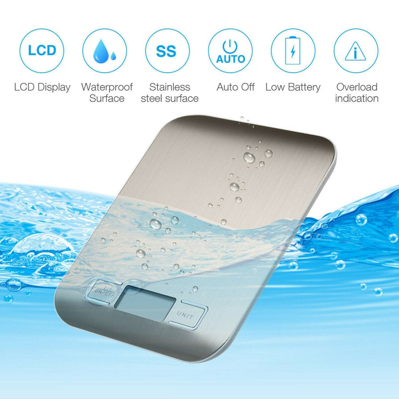 Digital Electronic Kitchen Food Diet Postal Scale Weight Balance 5KG 1g 11lb Kitchen Scales Stainless Steel Weighing for Food Diet Postal Balance Measuring LCD Precision Electronic - InspiredGrabs.com