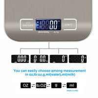 Thumbnail for Digital Electronic Kitchen Food Diet Postal Scale Weight Balance 5KG 1g 11lb Kitchen Scales Stainless Steel Weighing for Food Diet Postal Balance Measuring LCD Precision Electronic - InspiredGrabs.com