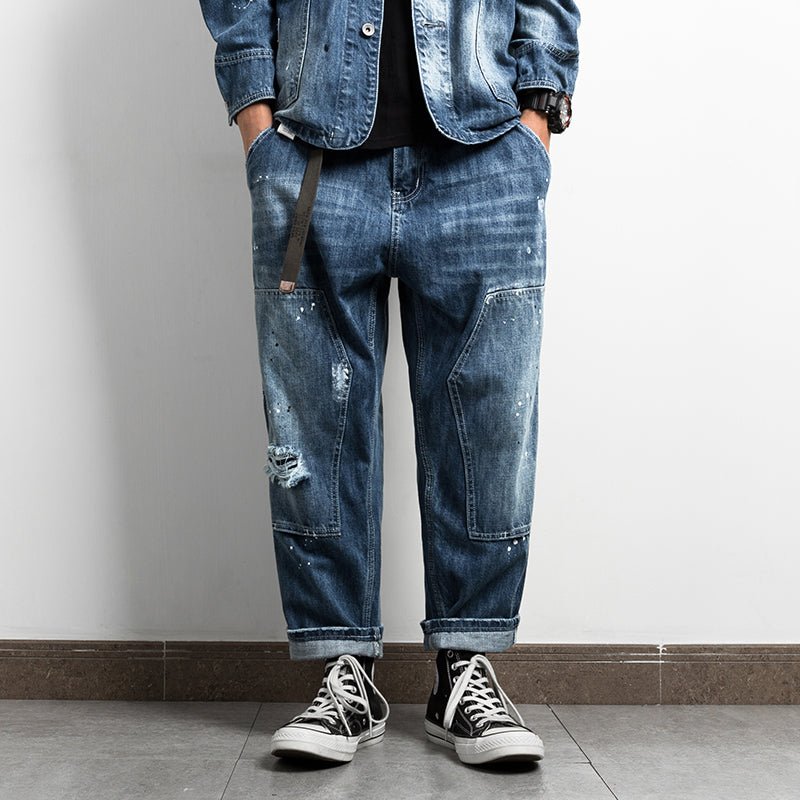 Get the coolest Japanese retro vibe now with our splash ink men's casual overalls! - InspiredGrabs.com