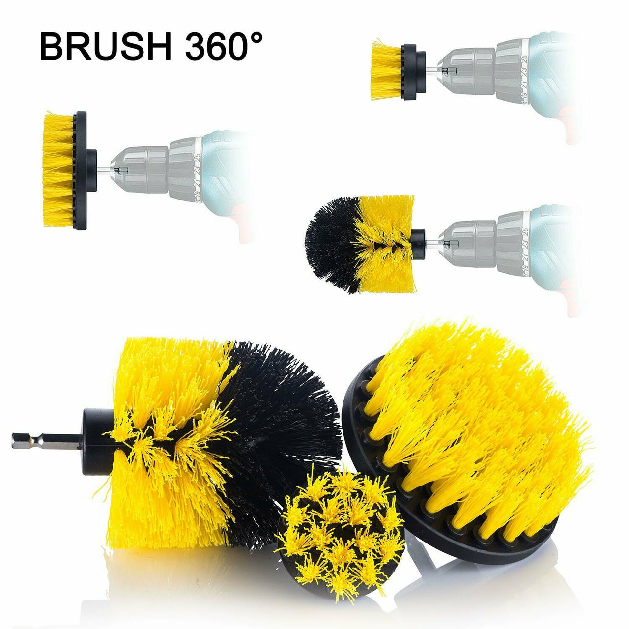 Drill Brush Set Power Scrubber Brushes for Car Wash Cleaning Carpet Tile Grout - InspiredGrabs.com