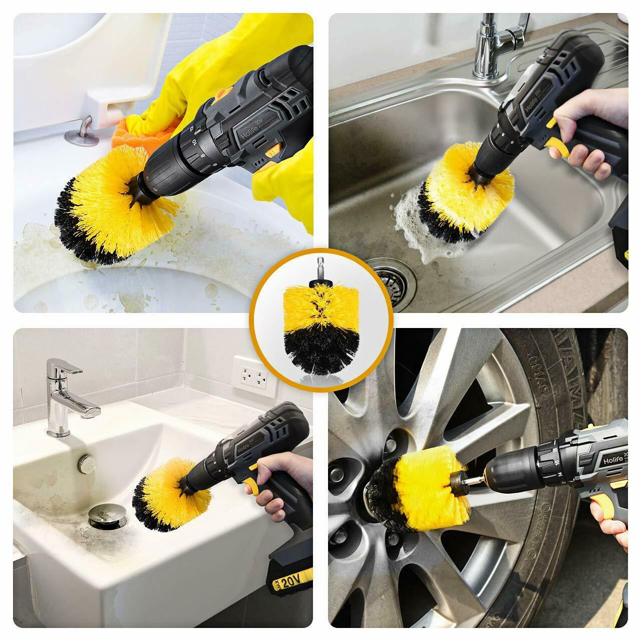 Drill Brush Set Power Scrubber Brushes for Car Wash Cleaning Carpet Tile Grout - InspiredGrabs.com