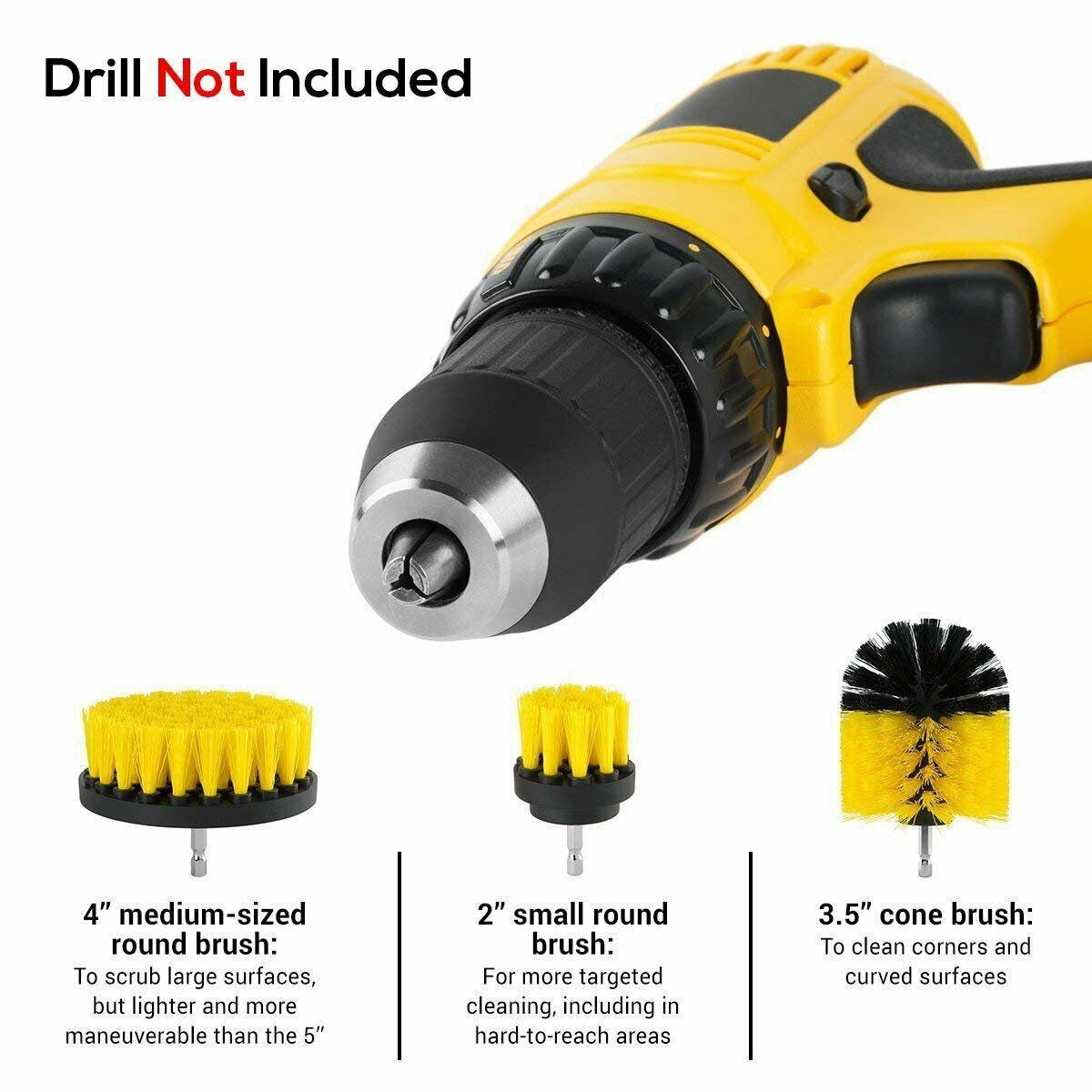 Drill Brush Set Power Scrubber Brushes for Car Wash Cleaning Carpet Tile Grout - InspiredGrabs.com