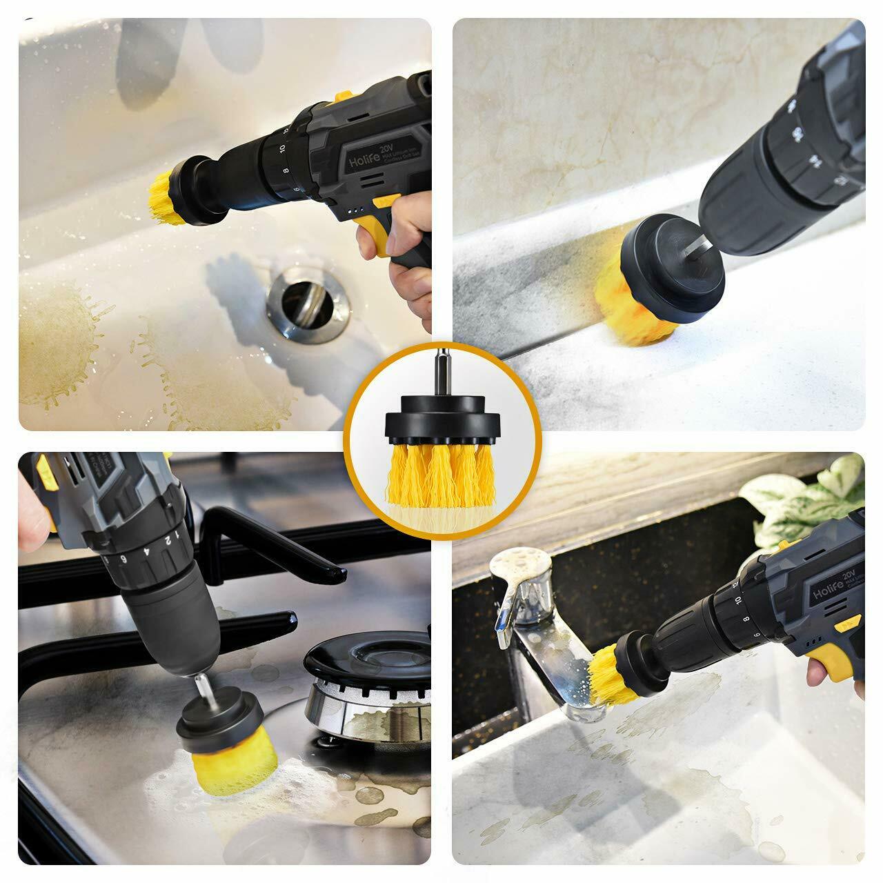 Drill Brush Set Power Scrubber Brushes for Car Wash Cleaning Carpet Tile Grout - InspiredGrabs.com